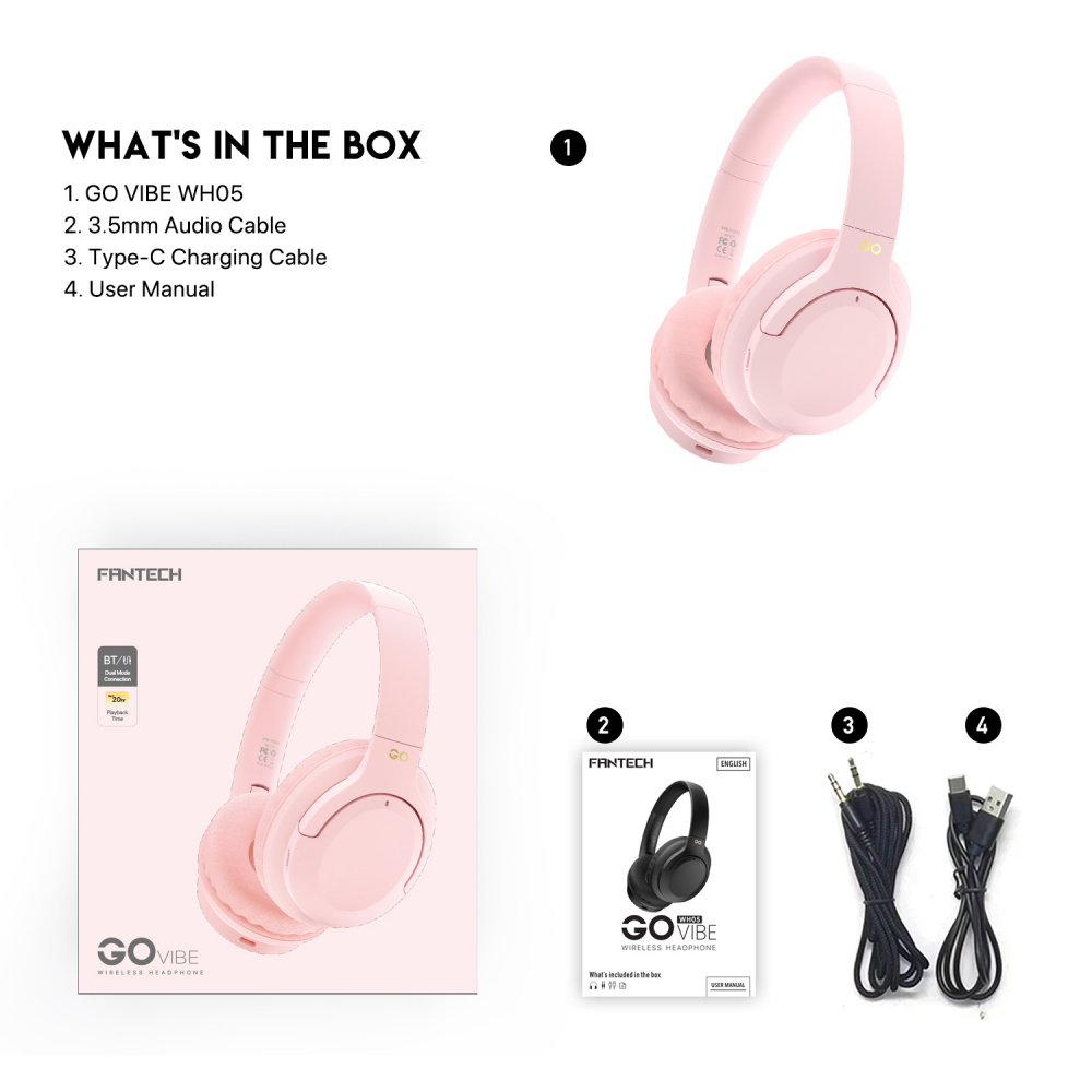 Bluetooth slusalice Fantech GO Vibe WH05 pink - Image 9