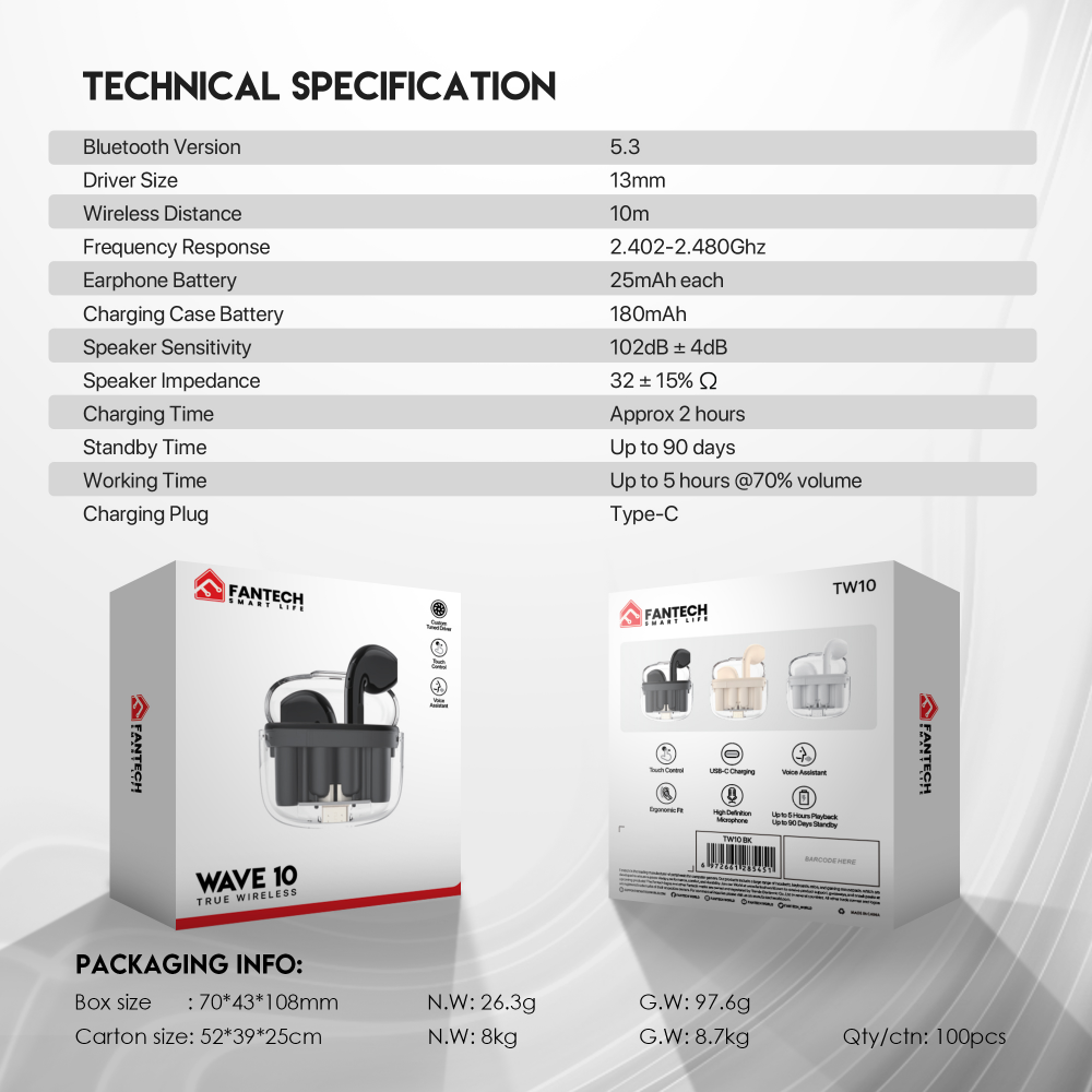 Bluetooth slusalice Fantech Wave 10 crne - Image 6