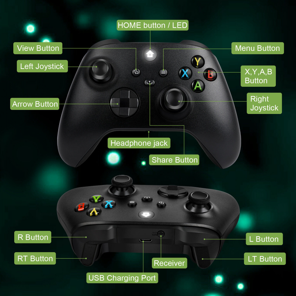 Joypad WIFI kontroler za XBOX One, XBOX X series, PC Windows, PS 3 crni - Image 8