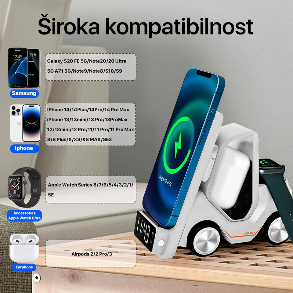Kucni punjac Wireless 15W Viljuskar 5 u 1 beli - Image 7