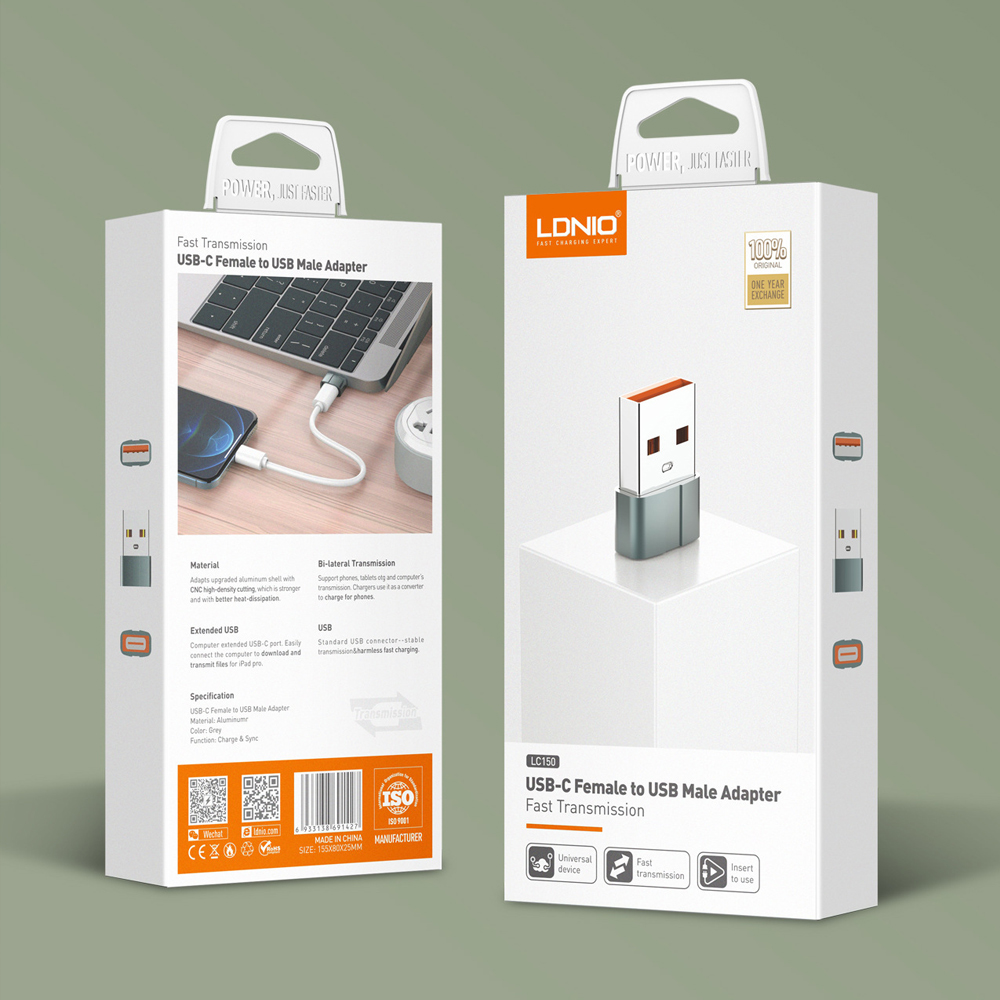 Adapter LDNIO LC150 Type C na USB sivi - Image 12