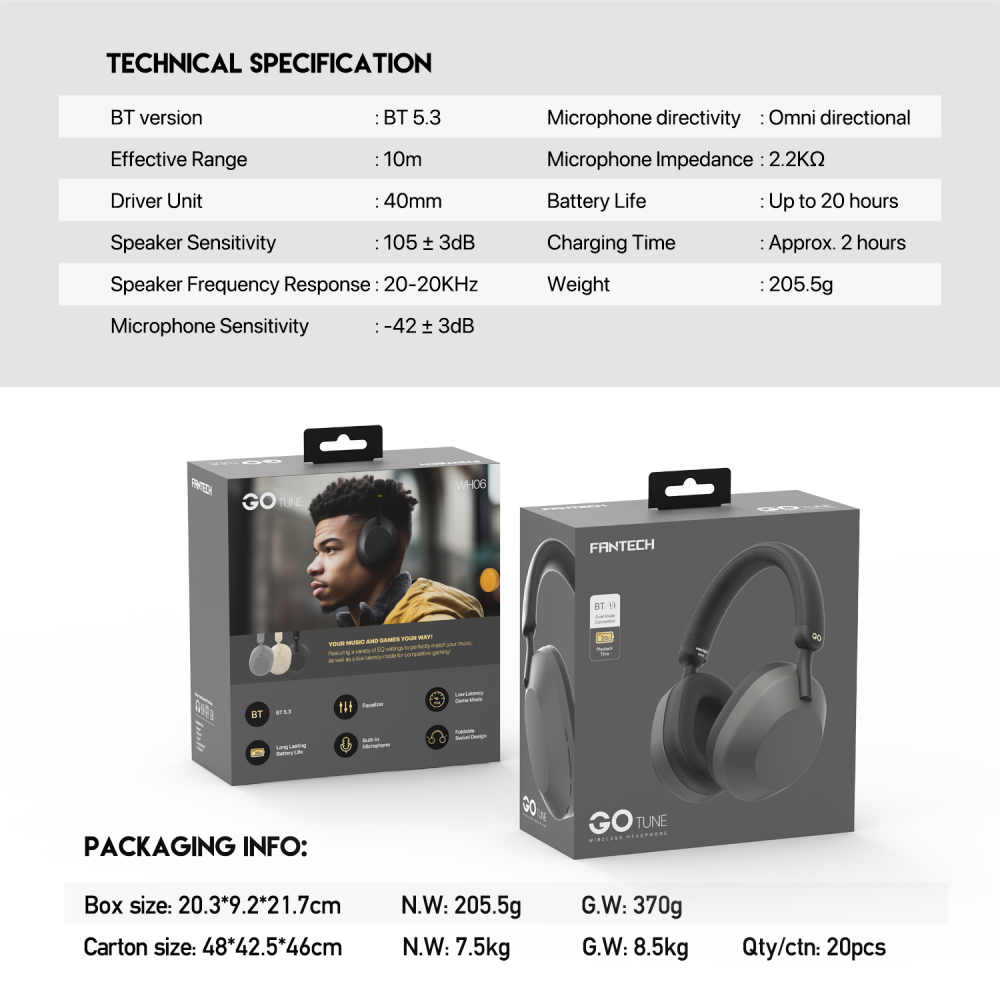 Bluetooth slusalice Fantech GO Tune WH06 bez - Image 8