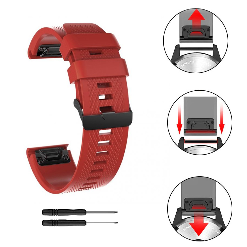 Narukvica sporty za Garmin Fenix 3/5X/6X smart watch 26mm tamno crvena - Image 3