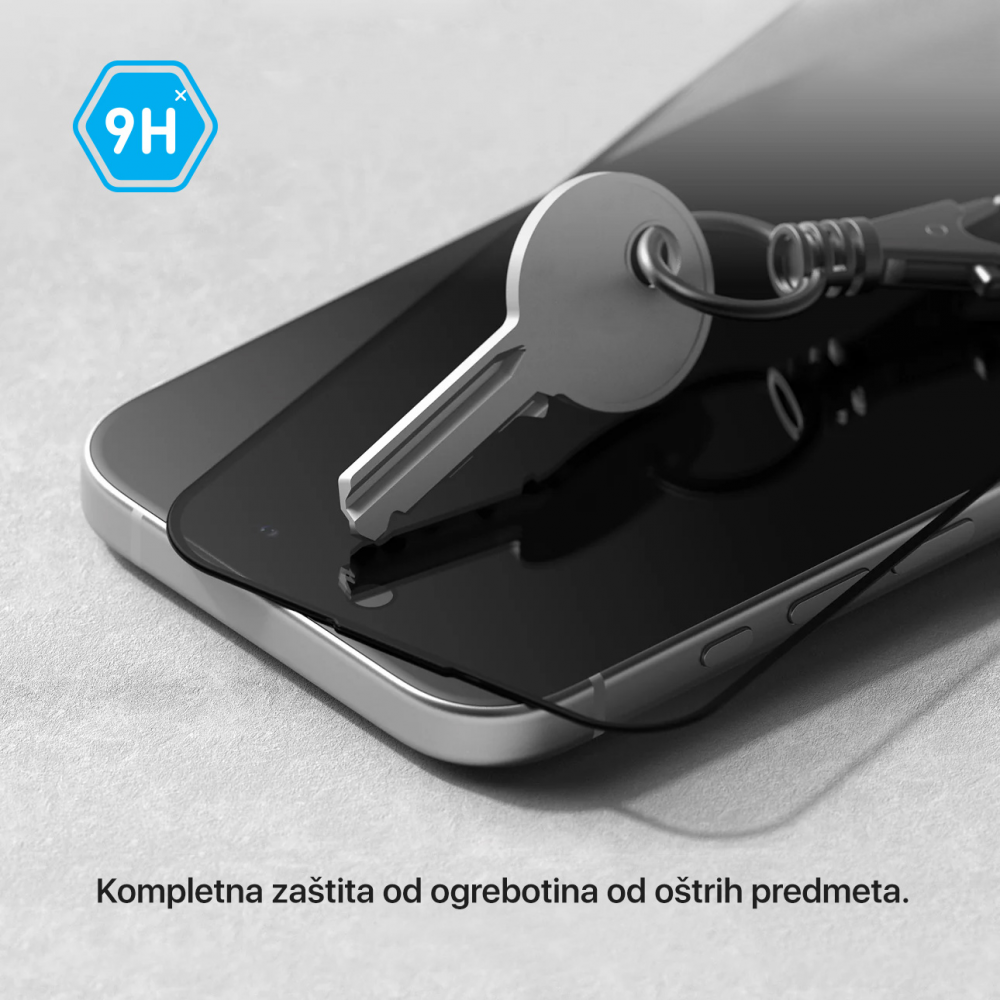 Zastitno staklo Tempered Glass Privacy Teracell Titan 2.5D za iPhone 13/13 Pro/14/16e/17e 6.1 crni - Image 4