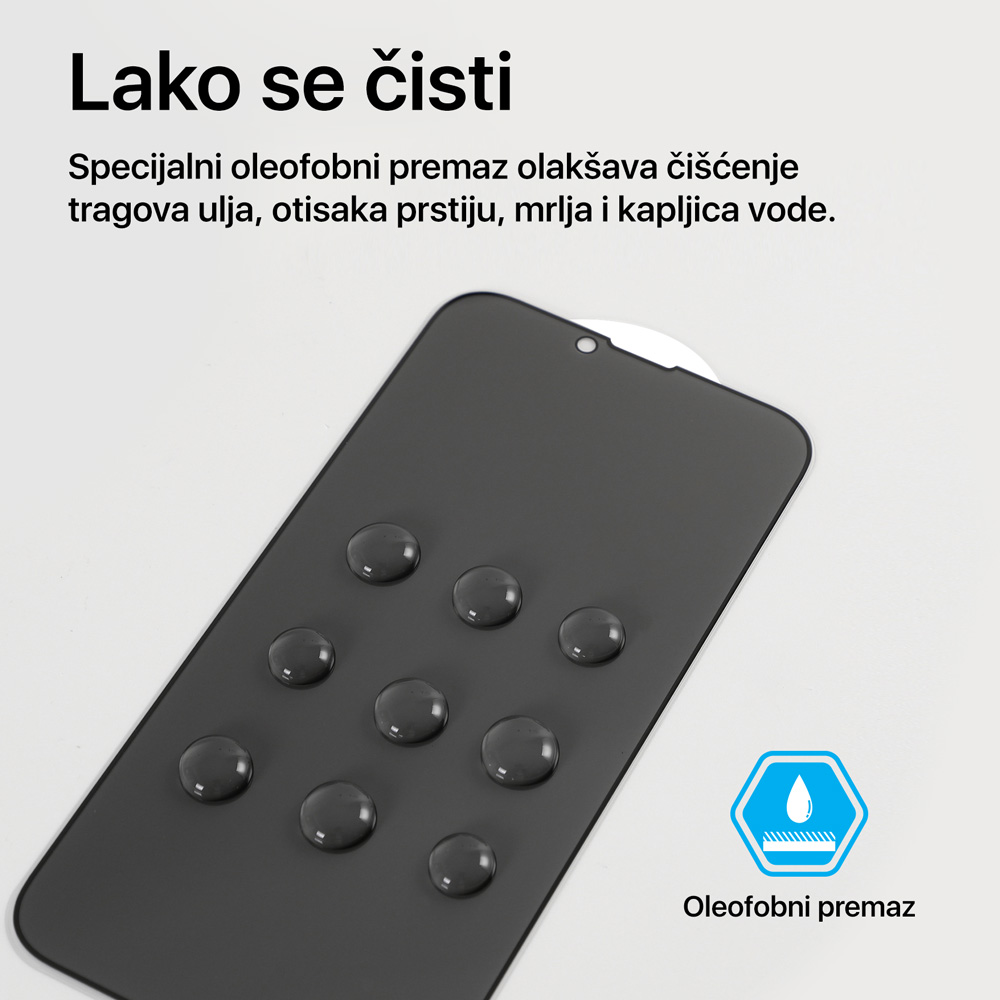 Zastitno staklo Tempered Glass Privacy Teracell Titan 2.5D za iPhone 13/13 Pro/14/16e/17e 6.1 crni - Image 5