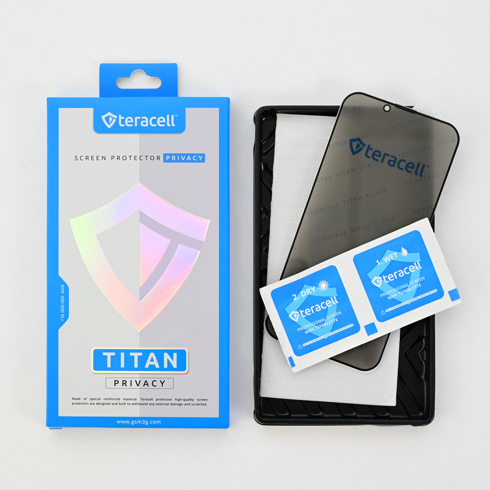 Zastitno staklo Tempered Glass Privacy Teracell Titan 2.5D za iPhone 13/13 Pro/14/16e/17e 6.1 crni - Image 9
