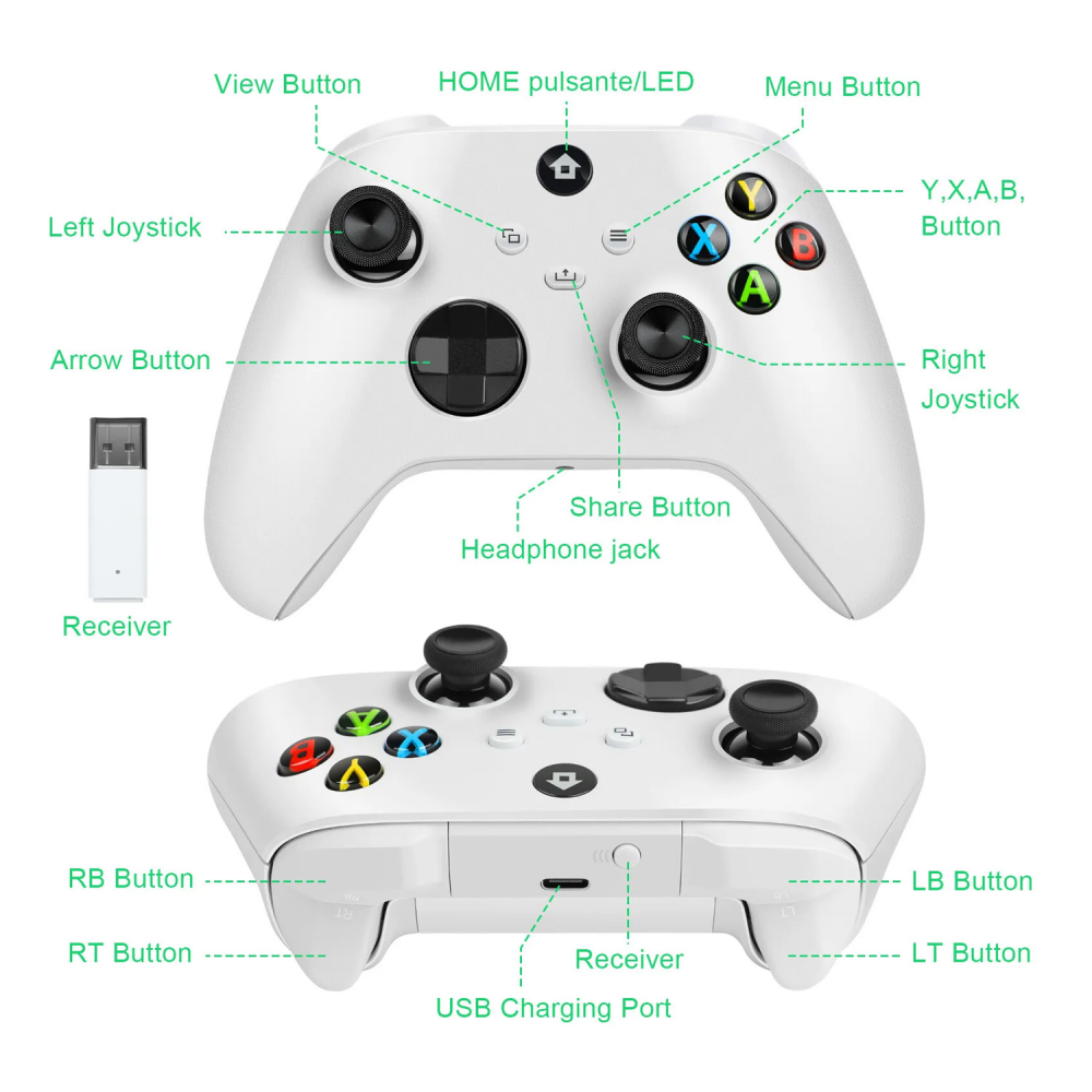 Joypad WIFI kontroler za XBOX One, XBOX X series, PC Windows, PS 3 beli - Image 14