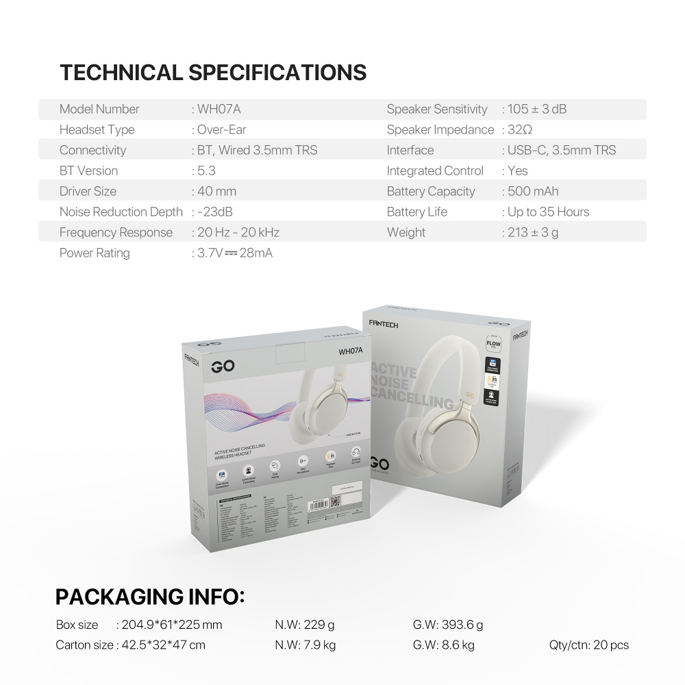 Bluetooth slusalice Fantech GO Flow WH07A sive - Image 13