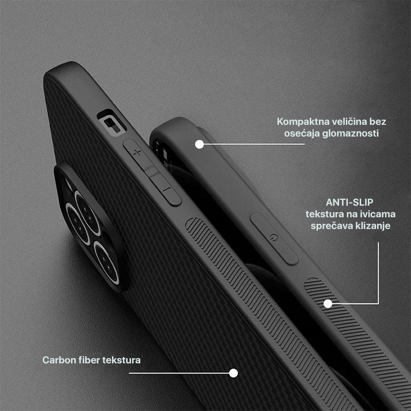 Maska/Futrola Carbon fiber za iPhone 17 Air 6.6 crna - Image 3
