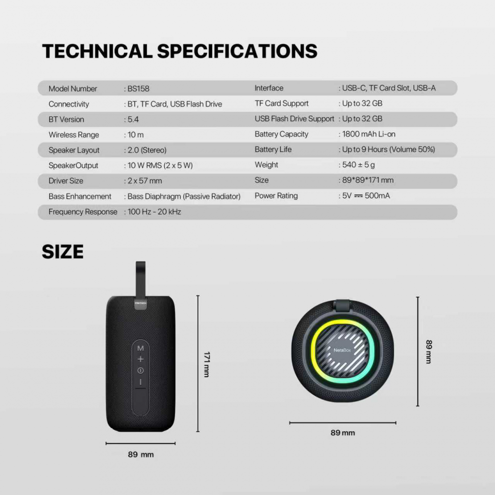 Bluetooth zvucnik Fantech BS158 NeraBox sivi - Image 14