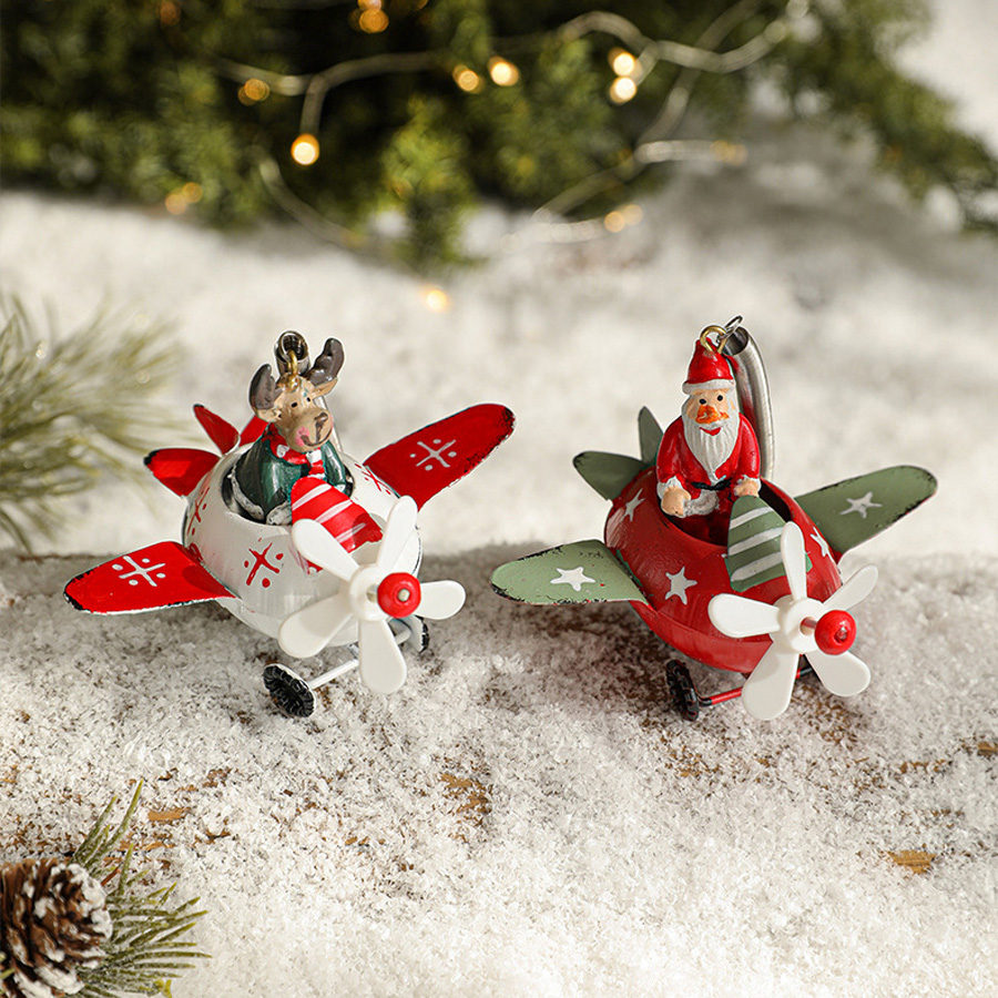 Novogodisnji ukras za jelku irvas u avionu EL beli - Image 2