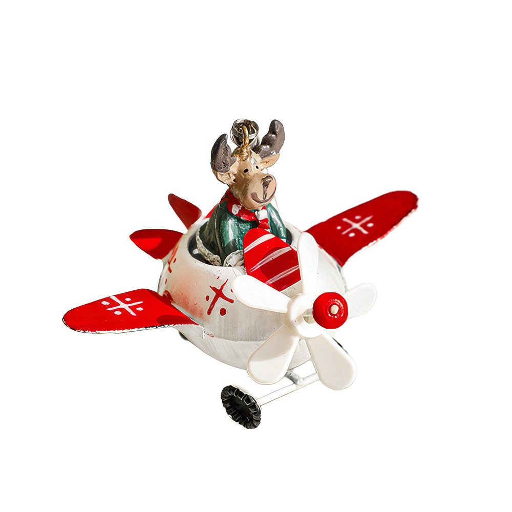 Novogodisnji ukras za jelku irvas u avionu EL beli - Image 5