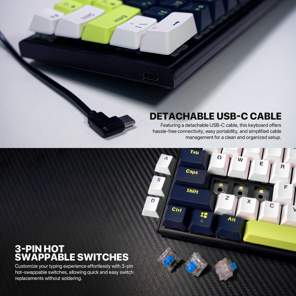 Tastatura Mehanicka Gaming Fantech MK874V2 RGB Atom 63 Mori White (taro switch) - Image 4