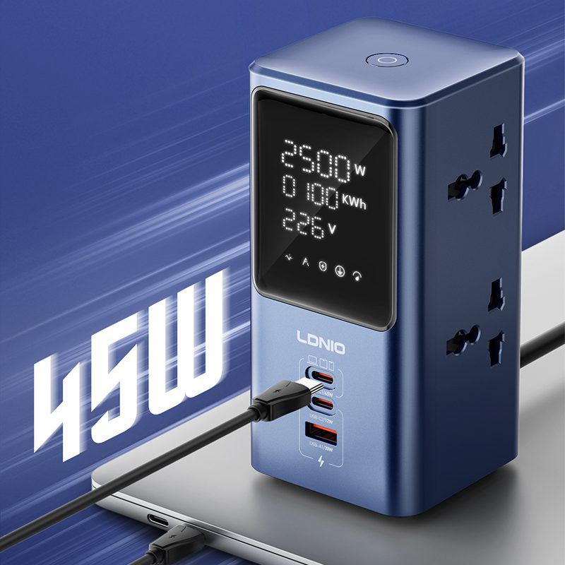 Produzni kabl LDNIO SC2 7-In-1 4 uticnice 2xPD 1xUSB GaN 45W 2m - Image 6