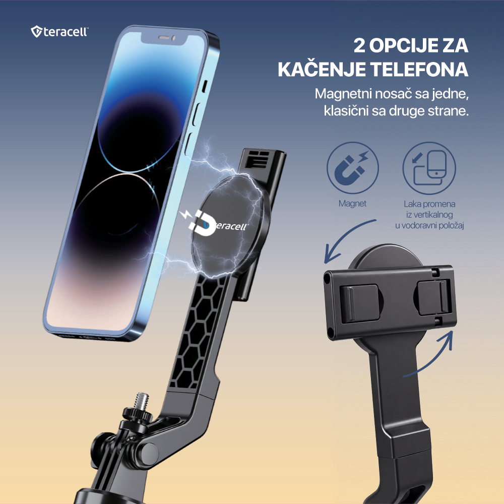 Selfie stick Teracell C12C + kvadripod Smart AI crni - Image 3