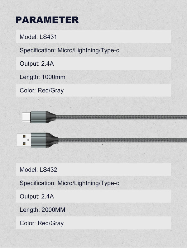 Data kabl LDNIO LS432 iPhone lightning sivi 2m - Image 8