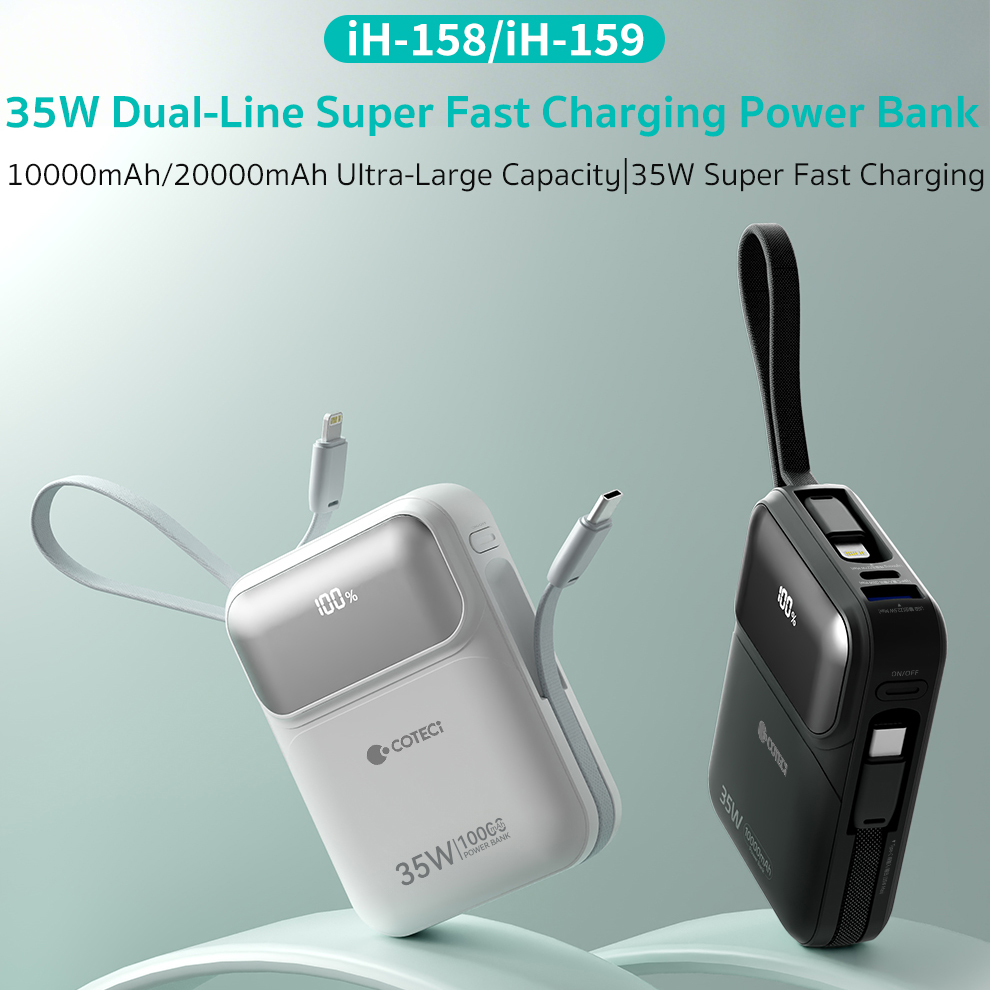 Power bank prenosiva baterija Coteci 35W iH-159 10000mAh crna - Image 2