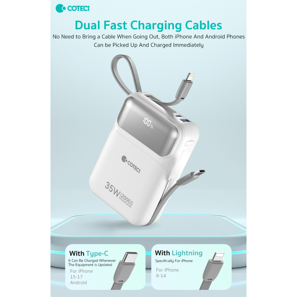 Power bank prenosiva baterija Coteci 35W iH-159 10000mAh crna - Image 4